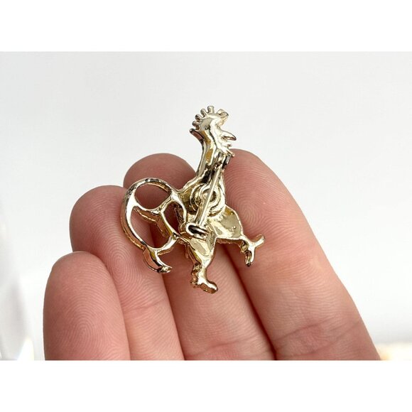 Rooster Figural Blue Rhinestoned Costume Jewelry Brooch | Lapel Pin - Picture 7 of 11